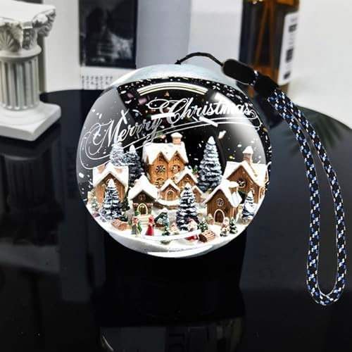 Crystal Memory Orb, 2.8" Video & Photo Display Ornament, Rechargeable Decorative Keepsake, Personalized Gift for Birthday, Christmas (Black Orb)