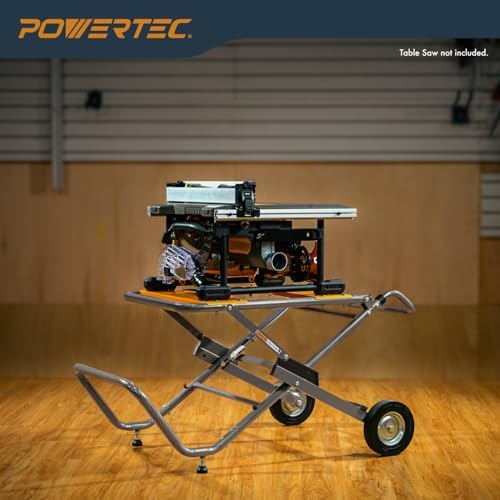 POWERTEC Table Saw Stand with Wheels, Portable Stand w/ 330Lbs Load Capacity, Foldable Design for Easy Storage in Garage, Compatible with Dewalt Table Saw (MT4009)