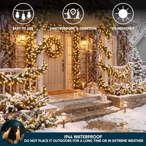 Joiedomi Christmas String Lights Indoor,300(3x100) Mini Warm Fairy Light,64.5FT Lighting Decor for Patio Dorm Classroom Bedroom Holiday Wedding Party Garland Birthday Festival,White Wire
