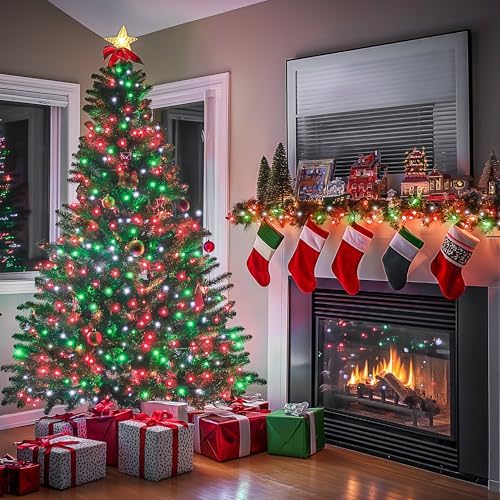 JMEXSUSS 600 LED Christmas String Lights Outdoor, Red White and Green
