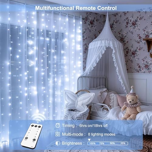 JMEXSUSS 900LED Curtain Lights, White Christmas Lights, 9.5x29.5ft
