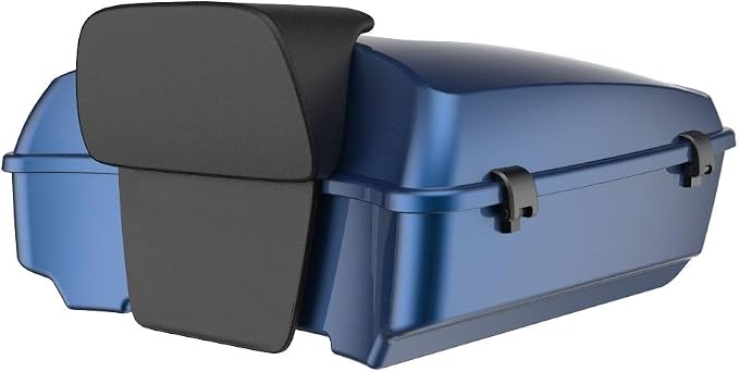 Advanblack Road Glide Tour Trunk Pack Dark Blue Pearl Chopped Tour Trunk Pack Backrest Pad for '97-'25 Harley Touring Road King Street Glide Electra Glide CVO models