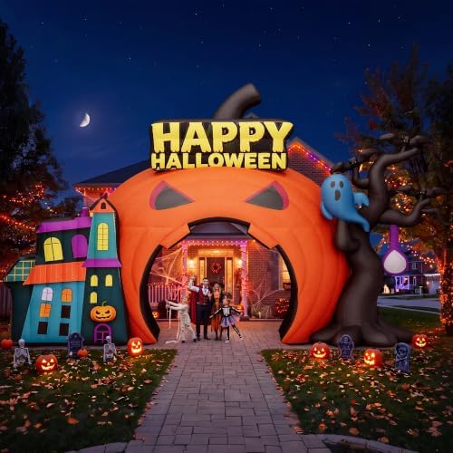 Albott 19.7 FT Commercial Halloween Inflatable Pumpkin Arch, 420D Oxford