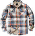 Men's Sherpa Cotton Flannel Shirt Jacket Plaid Button Coat Pocket