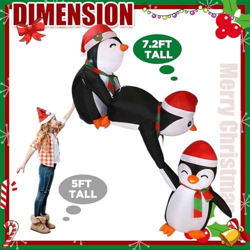 Soulchen 7ft Penguin Christmas Inflatable Roof Hanging Outdoor Decorations