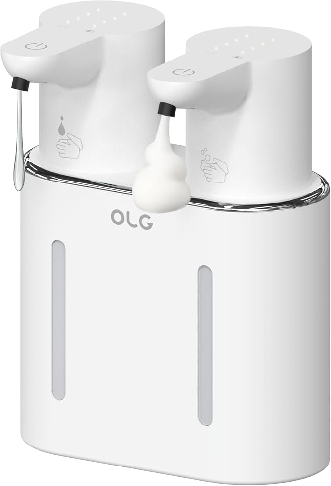 OLG Touchless Soap Dispenser - Automatic Hand - Dual Tank - 27 fl oz - Dish Detergent - Kitchen Bathroom - Foam and Liquid