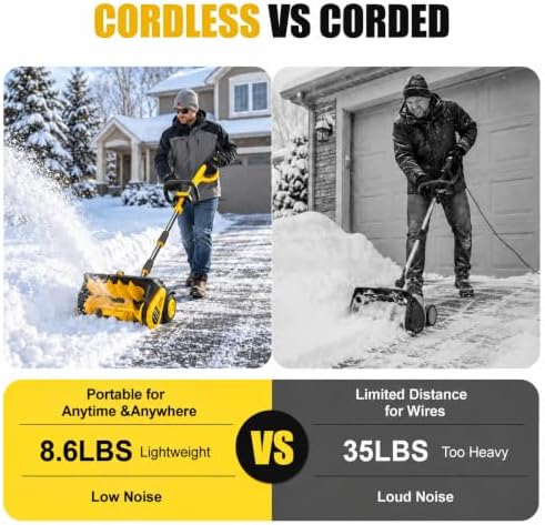 Litekon 80V Brushless Cordless Snow Shovel, 18-Inch Electric Snow Blower with 2X 4.0Ah Batteries Snow Removal with 30FT Throw Distance for Patio, Deck, Driveway,Yellow