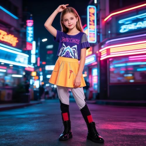 Girls Pop Star Heroine Costume Kids Halloween Fantasy Stage Cosplay