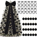 Knitgrip 49 Pcs Black Christmas Tree Decoration Set with Velvet Bow Ball