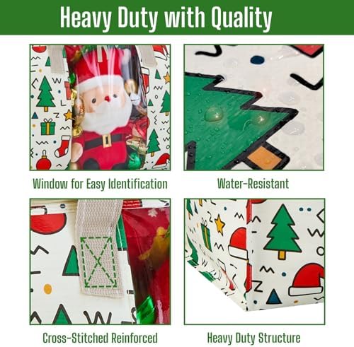 VENO Moving Bags, Christmas Storage Bags, Wide Open Top, Jingle Mix, 2 Pack