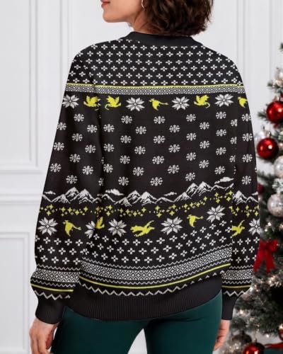 34HD Ugly Xmas Sweater–Funny Knit Christmas Sweater for Women & Men 2025, Long Sleeve Crewneck Holiday Pullover, Unisex Gift