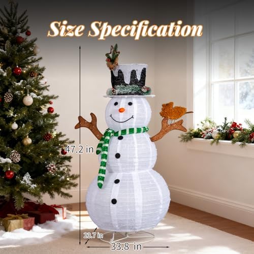 VINGLI 4FT Lighted Snowman Christmas Decorations Outdoor Indoor, Prelit 90 LED Snowman Home Yard Decor with Stakes, Weatherproof Xmas Holiday Winter Front Porch Lawn Garden Patio Pathway Display