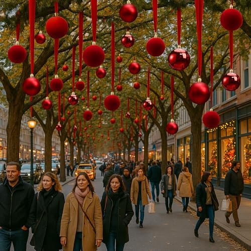 Halloscume 78 Pcs Christmas Ball Ornaments Ceiling Hanging Decor, Red