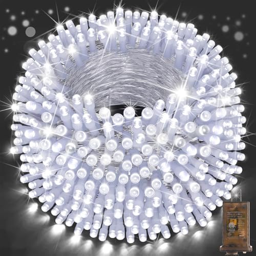 SAUIRS 600FT 1500 LED Christmas Lights Outdoor String Lights with 8 Modes Timer Waterproof Fairy Light Plug in for Outside Indoor Party Xmas Palm Tree Yard Wedding Decorations(Cool White)