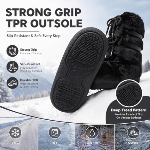 Furry Faux Fur Boots for Women Fuzzy Fluffy Winter Snow Boots Mid Claf