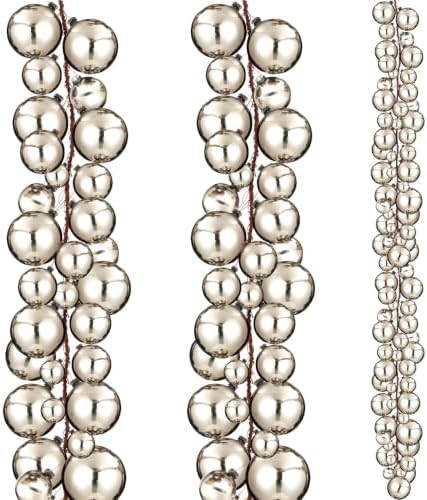 2 Pcs 6 ft Christmas Ball Ornament Garland, Glossy Champagne Gold
