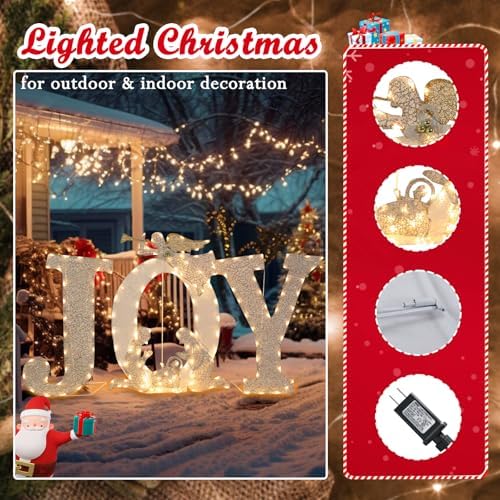 7 FT Lighted Christmas Joy & Nativity, Pre‑Lit Outdoor Yard Decor