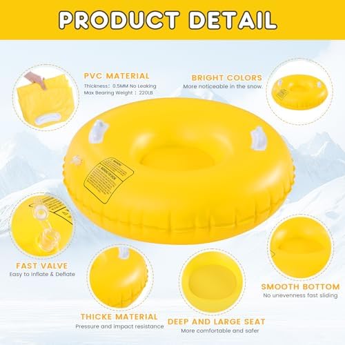 Shappy 3 Pack Inflatable Snow Tubes Handles