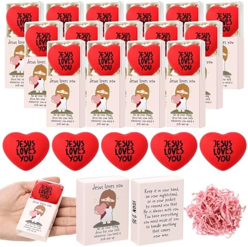 36 Sets Jesus Loves You Gifts Heart Toy with Boxes
