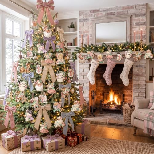 Huwena 36 Pcs Vintage Christmas Tree Ornaments, Classic, Pastel