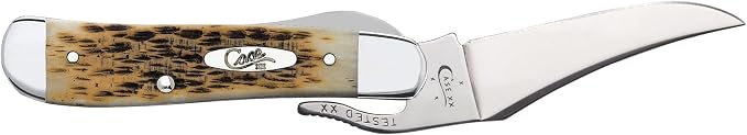 Case XX WR Pocket Knife Russlock Amber Jig Bone W/Sharpening Stone (61953L SS) - Length Closed: 4 1/4 Inches