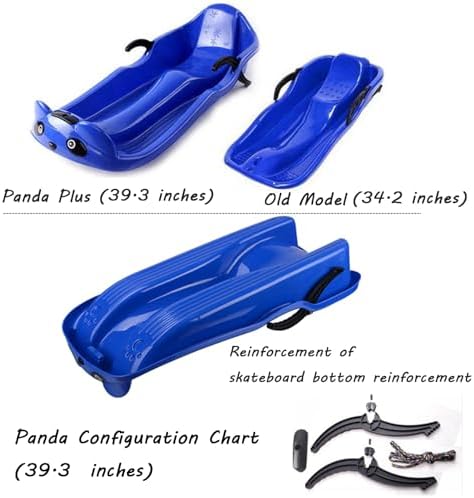 Snow Sled for Kids, Two-Person Thickened Sledges with 2 Handles, Frost-Resistant Wear-Resistant Sled with Pull Ropes
