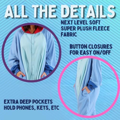 Funziez! Adult Onesie Halloween Costume Animal Dinosaur Shark Unisex Plush One Piece Cosplay Suit for Adults, Men and Women