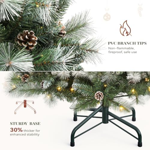YITAHOME 7.5ft Prelit Christmas Tree w/Pine Cones & Pine Needles & Remote