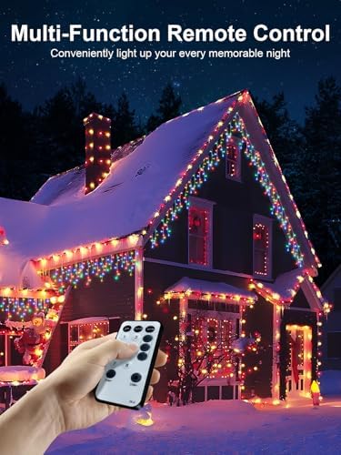 Christmas Icicle Lights, Outdoor String Lights, 100FT 960LED Multicolor