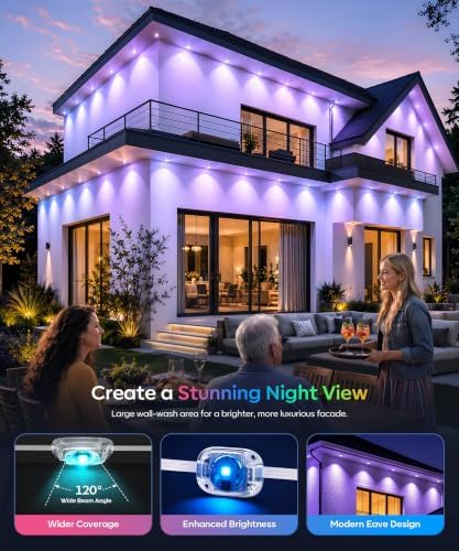 Permanent Outdoor Lights for House, 100ft RGB+IC Christmas LED Light