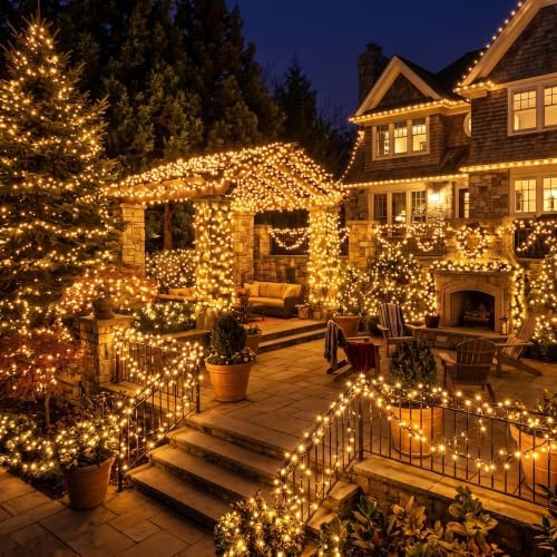 BrizLabs Gold Christmas Lights 300 Count 69.6ft Incandescent String Lights