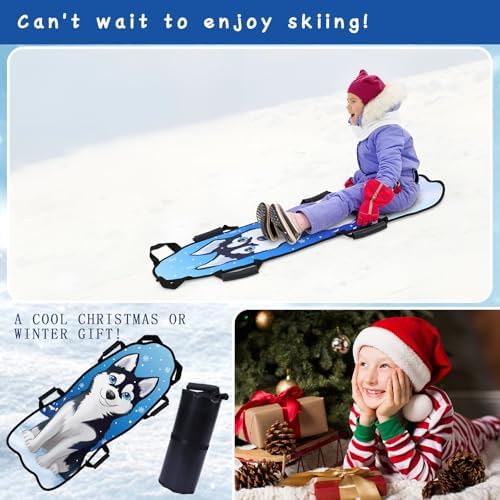 Soulchen 45"x18" Husky Dog Foldable Snow Sled with Handles Steering