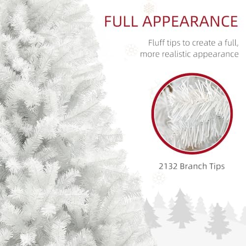 HOMCOM 9ft Tall Artificial Christmas Tree Unlit Auto Open White