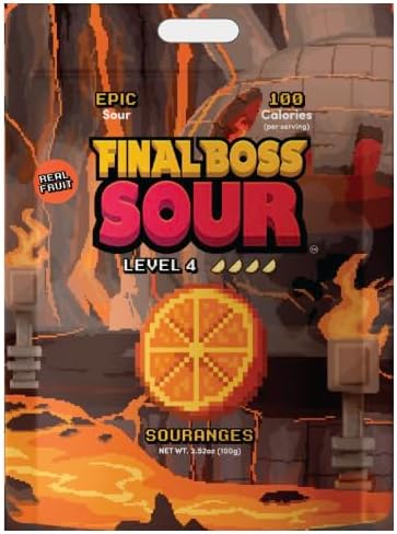 Final Boss Sour Fruit Candy, Souranges, Level 4, 1 Pack