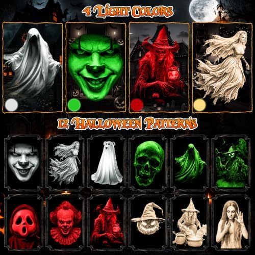 12-in-1 Halloween Projector Lights, 3D Dynamic Halloween Decoration Outdoor