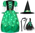 Spooktacular Creations Girls Witch Costume, Light up Witch Costume Kids, Starry Dress for Child Halloween Role Play Parties