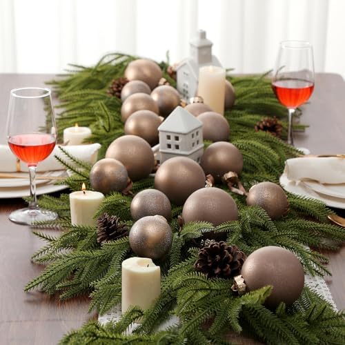 Yunlly 18 Pcs Neutral Christmas Ball Ornaments Brown Xmas Tree Decor