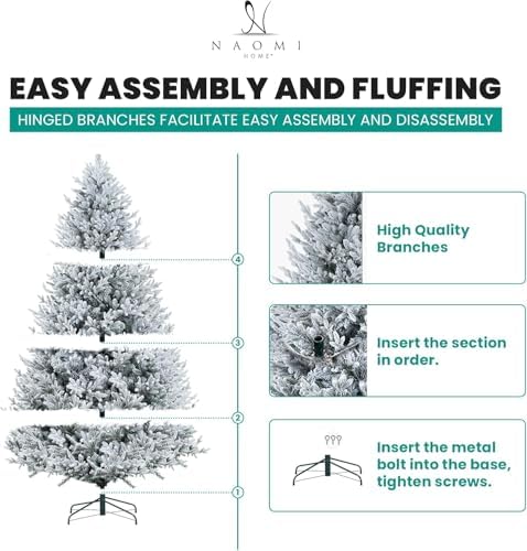 Naomi Home 6.5ft Frosted Christmas Tree with Lights