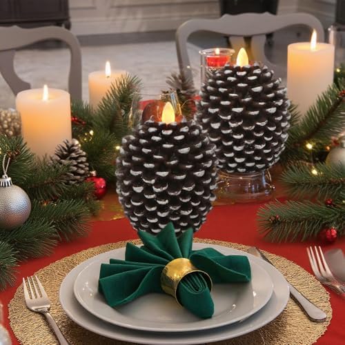 Wondise Flameless Candles with 6H Timer Pine Cone Candles