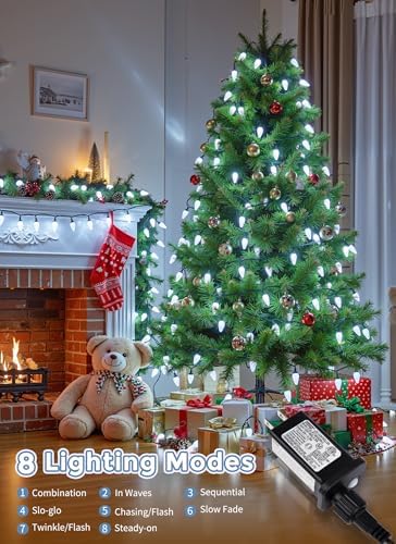 C9 Christmas Lights Outdoor, 114FT 150 LED C9 String Lights, Pure White