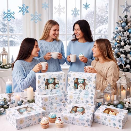 Tenceur 24 Pcs Christmas Cookie Box Window,8.7 x 5.8 x 2.8'',Frost