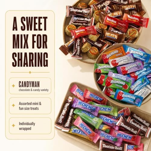 CANDYMAN (10 LB) Chocolate & Candy Bundle with Mixed Individually Wrapped Treats, Fun and Mini Sized Chocolate and Candy for Parties, Halloween, Ship with Ice