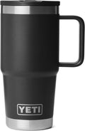 YETI Rambler 20 oz Travel Mug with Flip Straw Lid – Stainless Steel, Vacuum Insulated, Leakproof, Cup Holder Friendly, Black