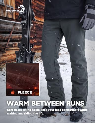 Moosehill Men's Fleece-Lined Snow Pants: Zippered Inner-Thigh Vents