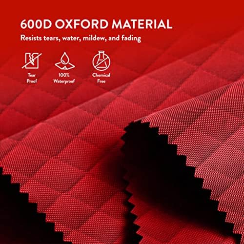 ZOBER 600D Oxford Fabric Large Rolling Christmas Tree Storage Bag - Fits 9 Ft Artificial Trees - Waterproof Christmas Tree Bag For Storage Box For Xmas, Durable Handles and Wheels - Quilted Red