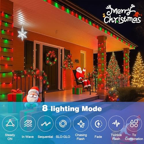164FT Christmas Lights, 500 LED Outdoor Xmas String Lights, Red & Green