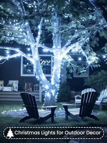 2 Pack 200 LED Battery Operated Christmas Lights, String Lights Cool White