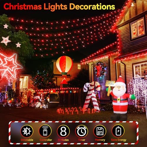 Hezbjiti 2Pack 1000 LED 403 FT Christmas Lights Outdoor String Lights 8 Modes with Timer Memory Waterproof Fairy Lights Plug in for Classroom Bedroom Patio Wedding Party Holiday Xmas Decorations(Red)