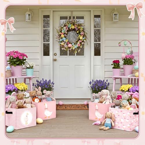 CHENGU 6 Pack Pink Silly Goose Storage Bin Cute Collapsible Storage Basket