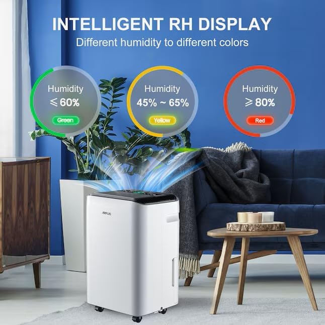 AIRPLUS 50 Pints Dehumidifiers for Home, 5500 Sq. Ft Dehumidifier for Basement with Drain Hose, Continuous Drainage, Intelligent Humidistat, Dehumidifier for bathroom, bedroom, Large Room